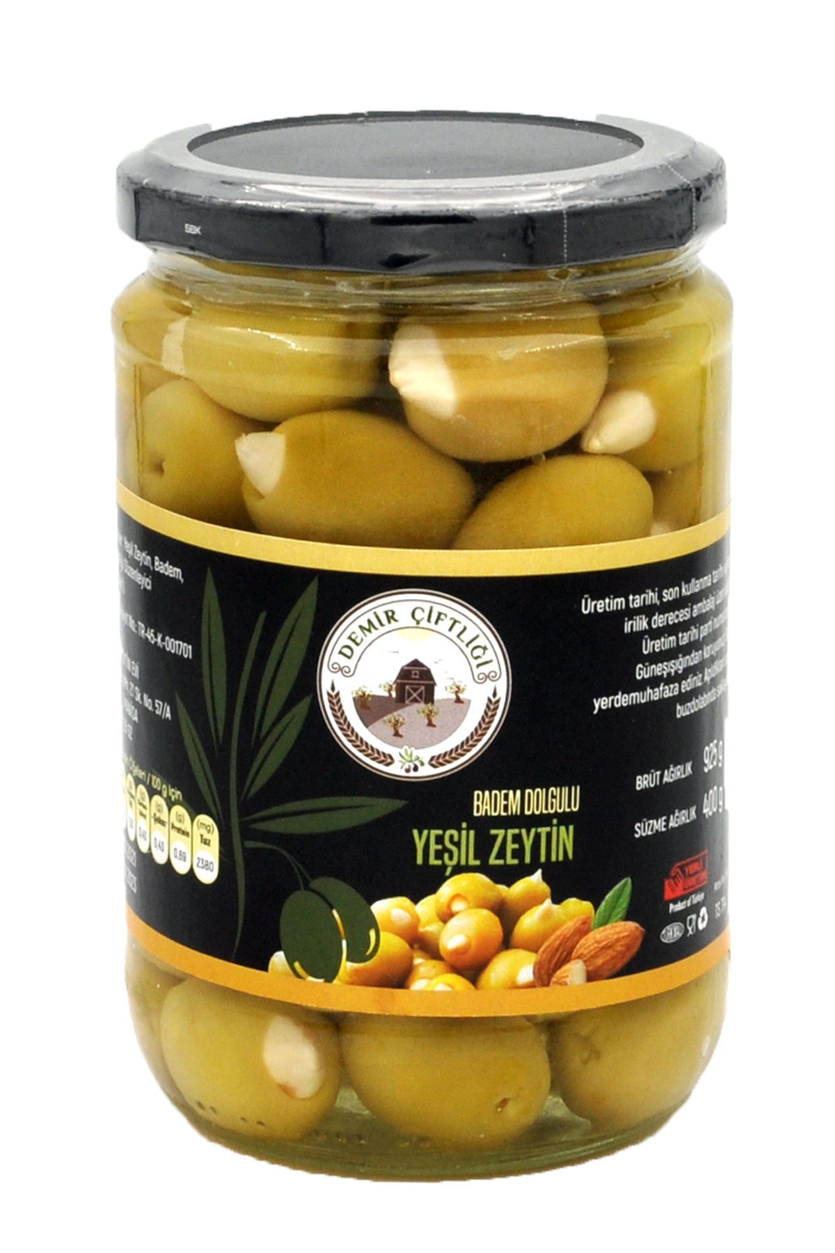 Badem Dolgulu Yeşil Zeytin 400 G - Thumbnail