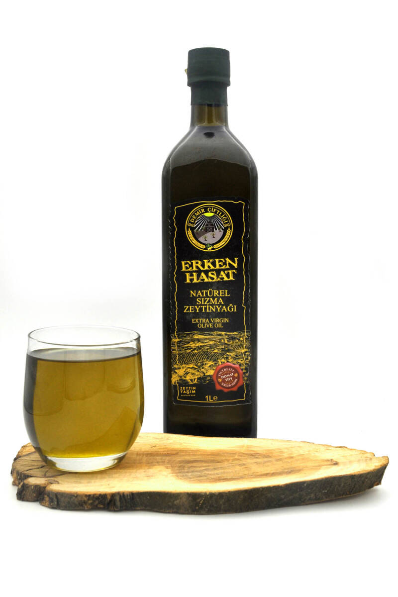 Erken Hasat Soğuk Sıkım Naturel Sızma Zeytinyağı 1 L Cam Şişe (2025-2026 Yeni Hasat) - 4