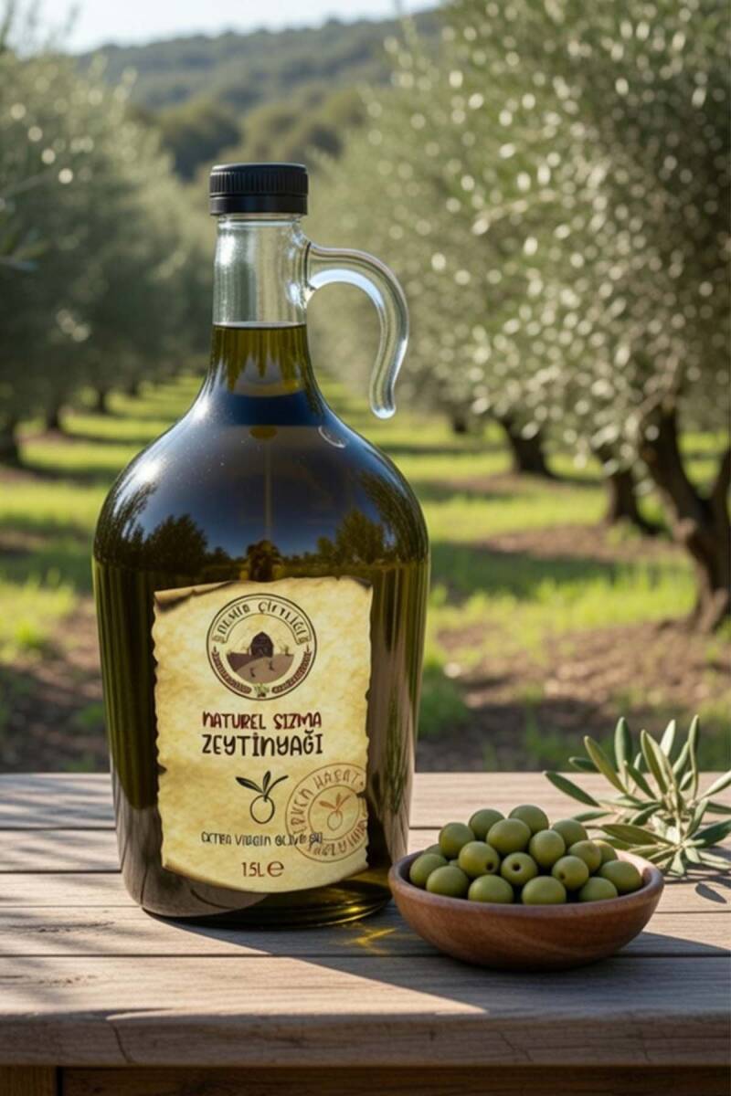 Erken Hasat Soğuk Sıkım Naturel Sızma Zeytinyağı 1,5 L Cam (2025-2026 Yeni Hasat) - 1