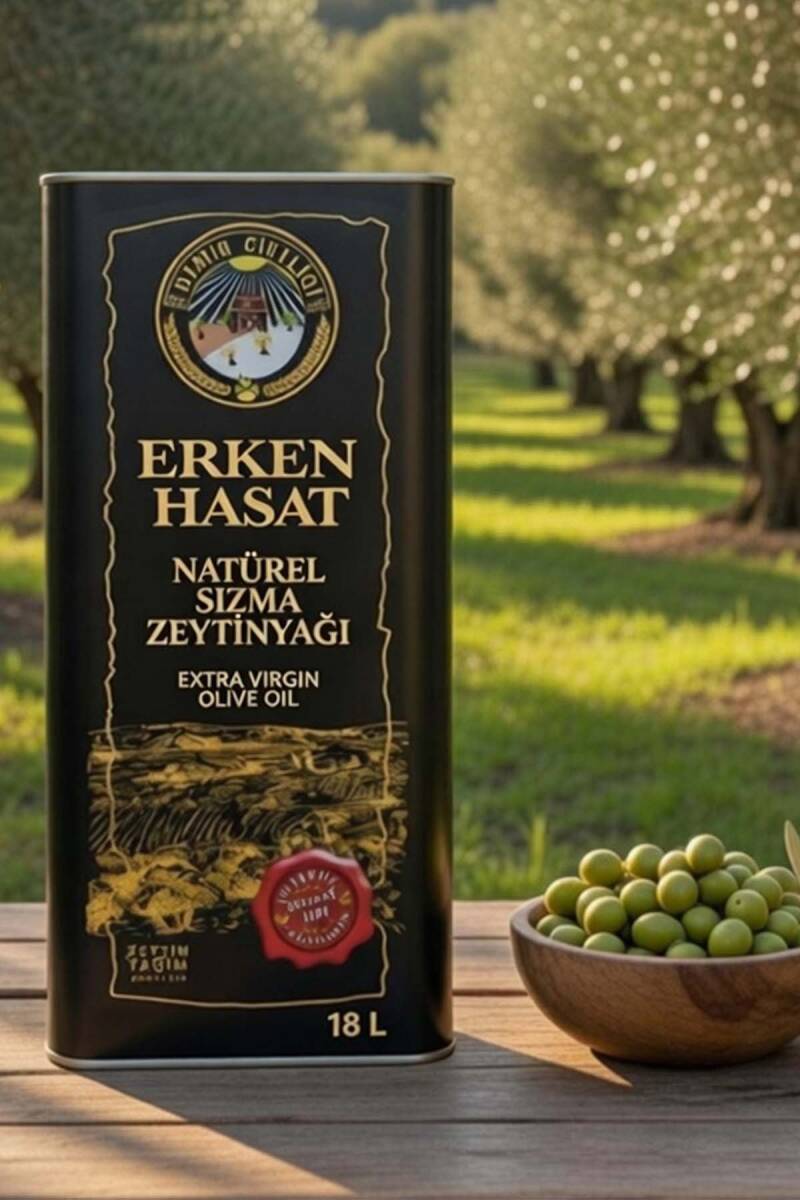 Erken Hasat Soğuk Sıkım Naturel Sızma Zeytinyağı 18 L Teneke (2025-2026 Yeni Hasat) - 1