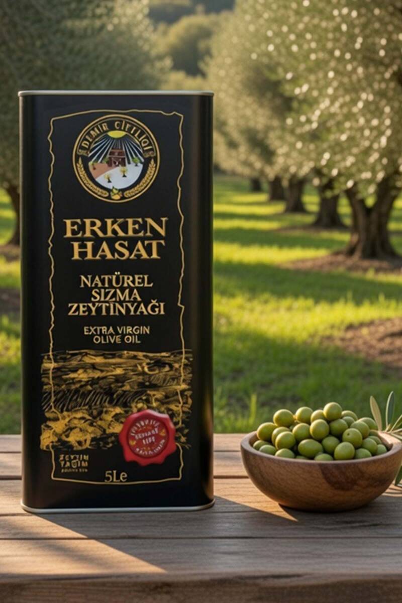 Erken Hasat Soğuk Sıkım Naturel Sızma Zeytinyağı 5 L  Teneke (2025-2026 Yeni Hasat) - 1