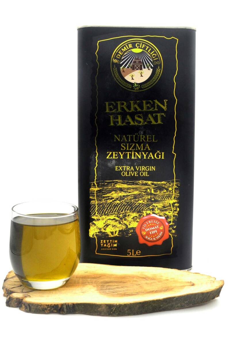 Erken Hasat Soğuk Sıkım Naturel Sızma Zeytinyağı 5 L  Teneke (2025-2026 Yeni Hasat) - 5