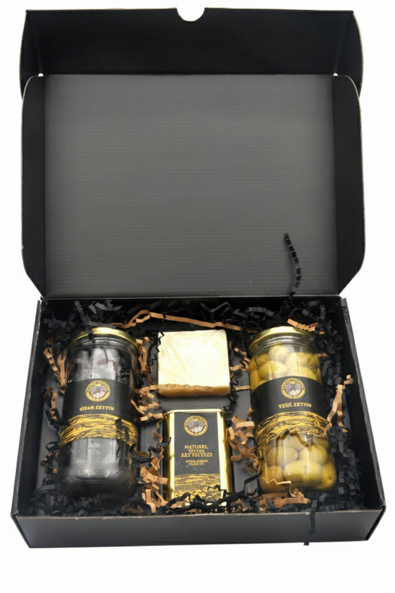 Özel Kutulu Hediyelik 4'lü Set (Zeytinyağ + Siyah Zeytin + Yeşil Zeytin + Sabun) - 6