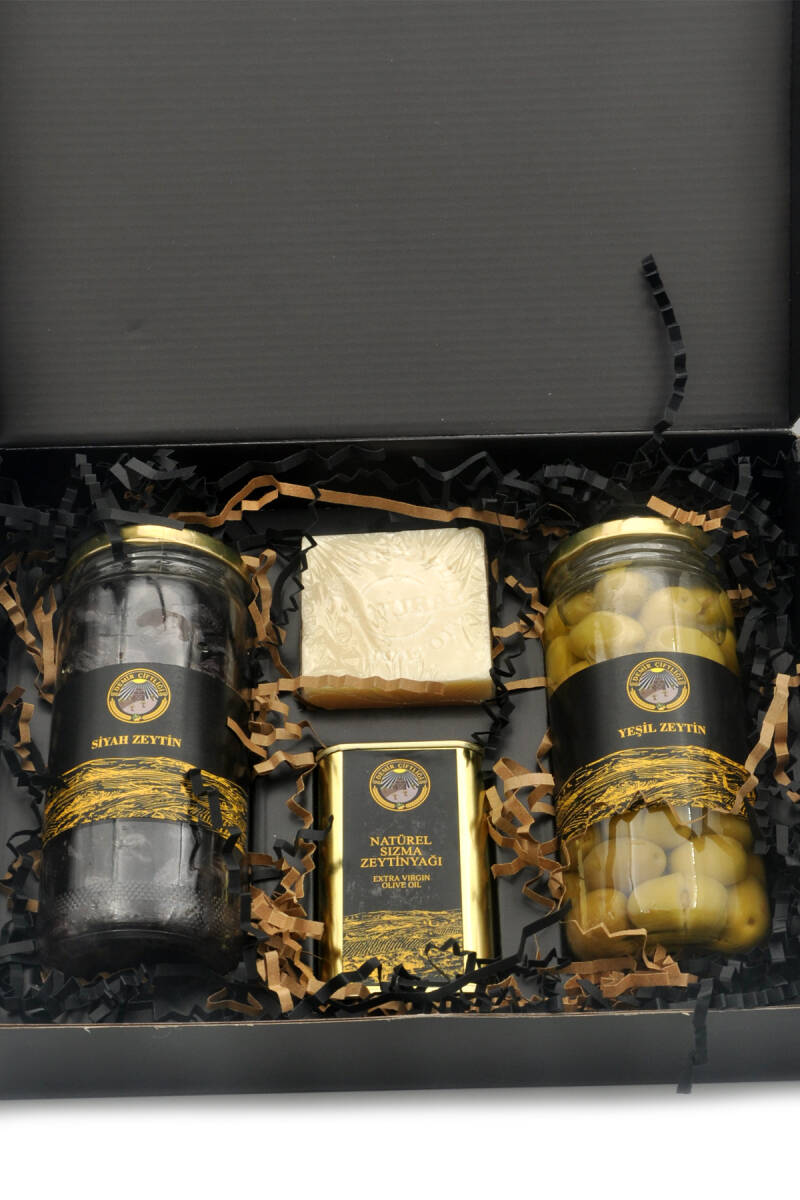Özel Kutulu Hediyelik 4'lü Set (Zeytinyağ + Siyah Zeytin + Yeşil Zeytin + Sabun) - 7