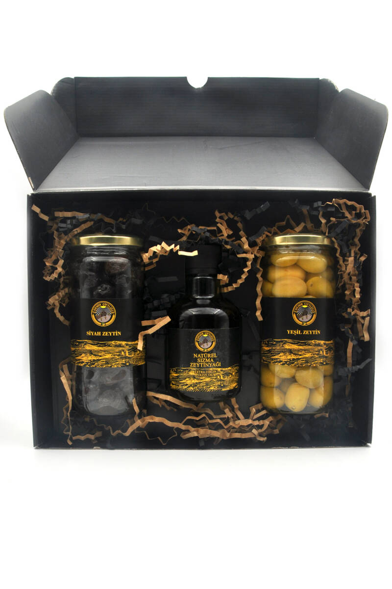 Özel Kutulu Hediyelik 3'lü Set (Zeytinyağ + Siyah Zeytin + Yeşil Zeytin) - 7