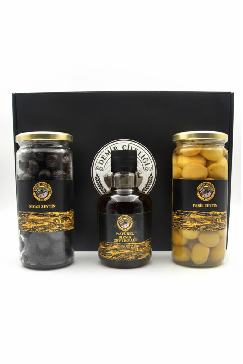 Özel Kutulu Hediyelik 3'lü Set (Zeytinyağ + Siyah Zeytin + Yeşil Zeytin) - 8